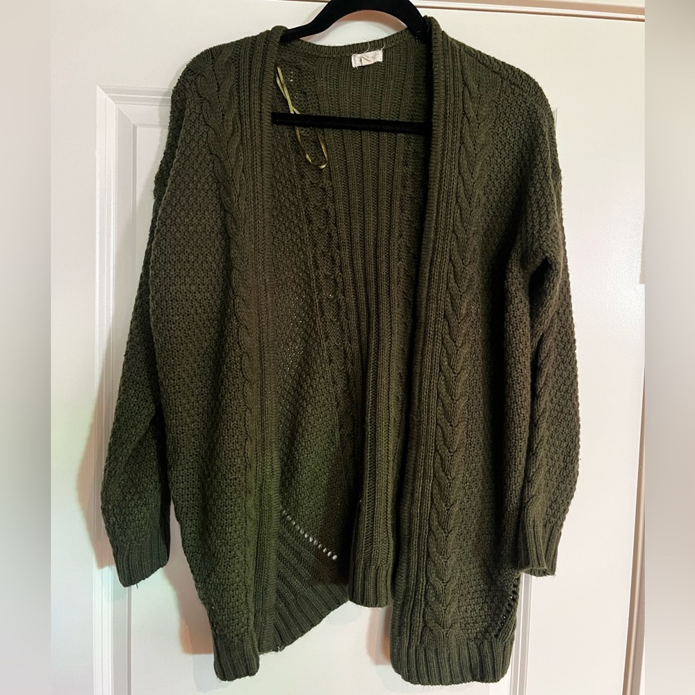 Debut Forest Green Cable Knit Cardigan